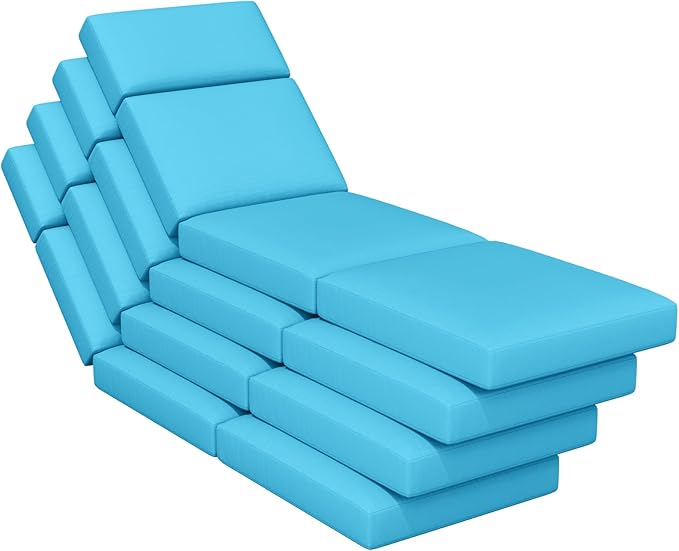 4 Pcs Chaise Lounge Cushions Outdoor, 80 x 26 x 4 Inch Lounge Chair Cushions for Outdoor Furniture - Waterproof Lounge Patio Replacement Cushion, 4In Fade-Resistant ThickPatio Chaise Lounge Cushion