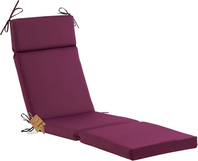 Outdoor Chasie Lounge Tufted Thick Cushion with Ties,Replacement Wicker Chair Cushion for Paito Fruniture,72x21x3inches,All Weather,Plum