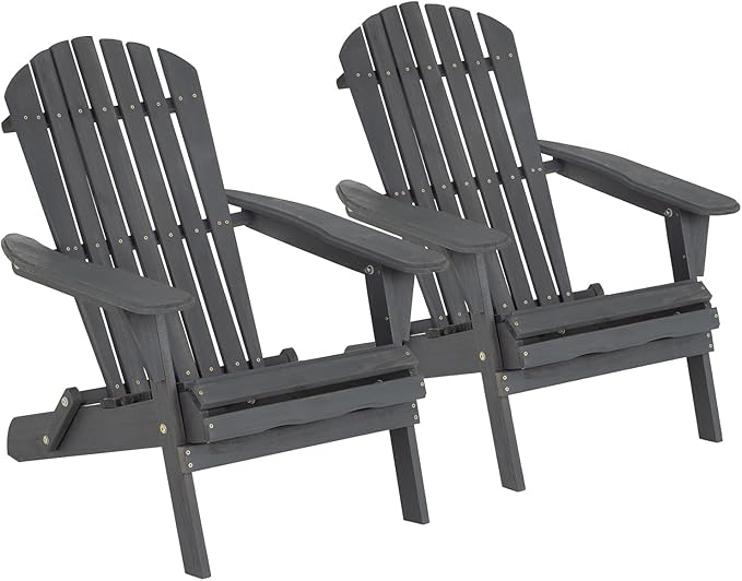 FDW Folding Adirondack Chairs Set of 2, All Weather Patio Chairs Outdoor Fire Pit Chairs for Patio Lawn Garden Backyard Deck Pool Beach