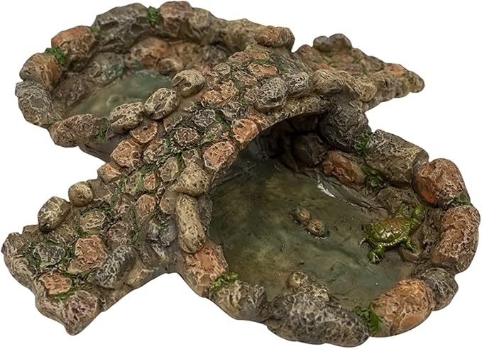Treasure Gurus Miniature Fairy Garden Stone Pond and Bridge Ornament Dollhouse Decor Accessory