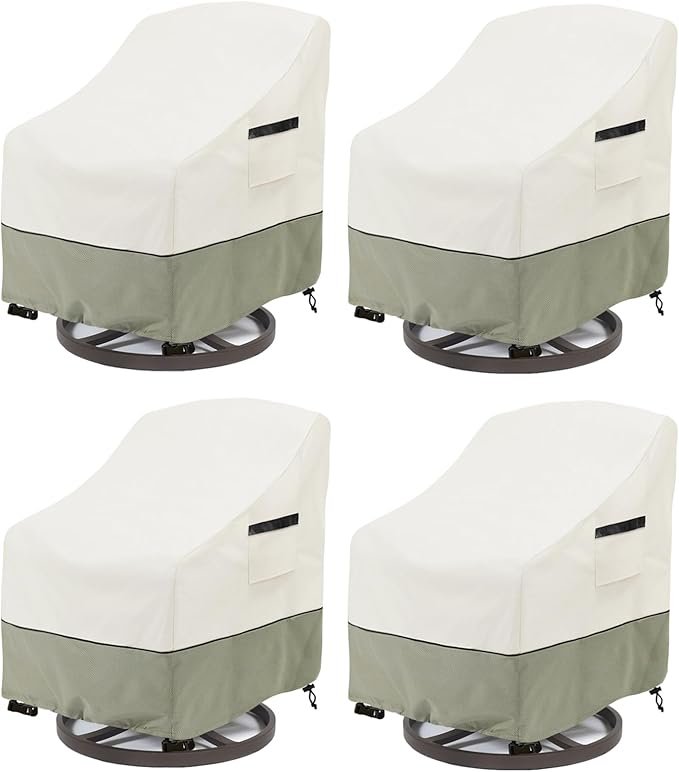 Patio Swivel Chair Cover 4 Pack,Waterproof Heavy Duty Outdoor Chair Covers,Outdoor Swivel Chair Cover for Patio Furniture Covers(33 W x 35 D x 36 H inches),Beige