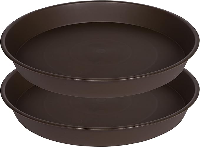 2 Pack of 18 19 inch Tray, Large Plant Saucer, Bird Baths Tray, Deep Durable Bird Bath Bowls only, Birdbaths for The Garden, Flower Pot Saucers Round (Chocolate Brown)