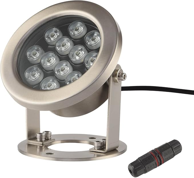 JSN&PC LED Pond Lights 24W 5000K White Color DC12V Underwater Lights for Party Home Garden Fountain Water Rockery Grass Land