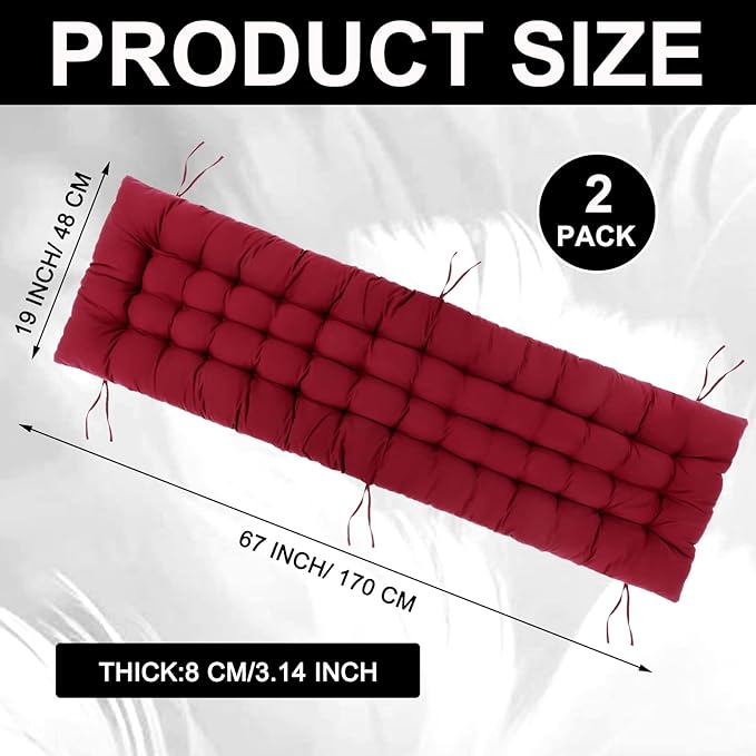 Bucherry 67 x 19 Inch Chaise Lounge Cushions Soft Lounge Chair Cushion Gravity Chair Cushion Sofa Lawn Furniture Cushion Pad with 6 Tie for Outdoor Indoor Patio Home Without Headrest (Wine Red,2 Pcs)