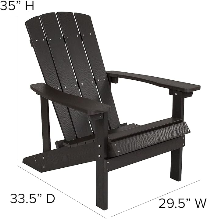 Flash Furniture Charlestown Poly Resin Adirondack Chair - Slate Gray - All Weather - Indoor/Outdoor - Set of 2