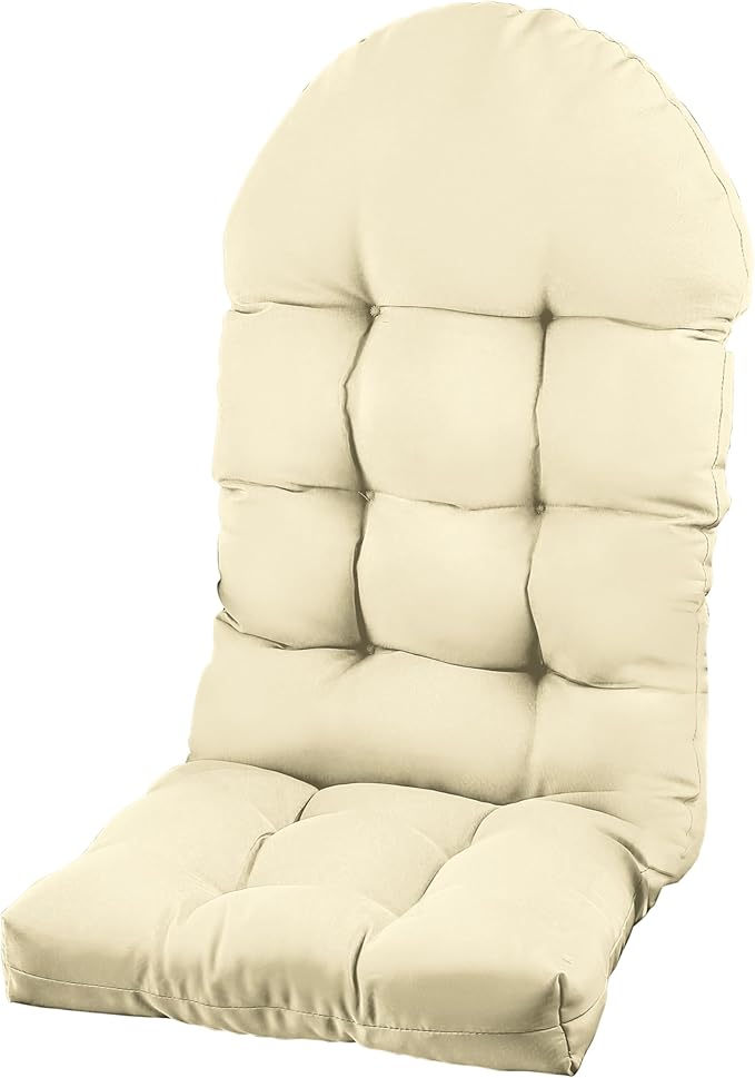 Adirondack Chair Cushion, Rocking Chair Cushion 44x19.4x4 inch, High Back Patio Cushions of Upper and Lower with Ties, Sunscreen and Fade-Resistant (Vanilla Ice, 1)