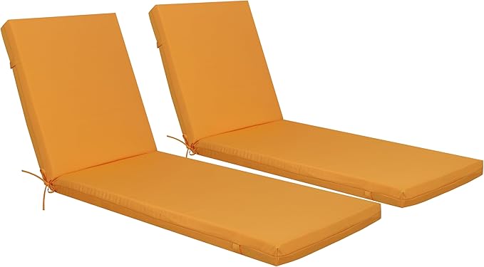 Only choice Outdoor Chaise Lounge Cushion Set of 2, 75" x 24" Lounge Chair Cushion Water-Resistant & Fade-Resistant for Lawn, Pool, Replacement Seat Cushion for Patio (Yellow)