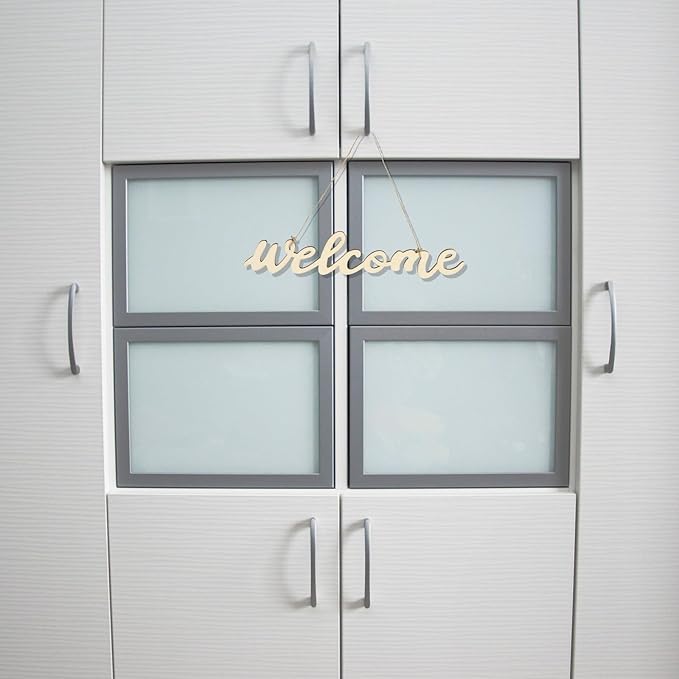 NUOBESTY Wooden Welcome Sign 14.5 Inch Front Door Hanging Plaque with Rope Cursive Wood Letters Home Wall Decor for Porch Entryway Greeting