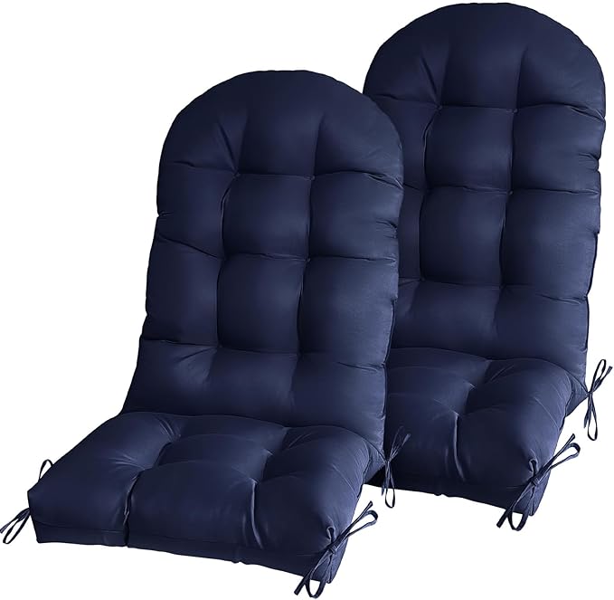 Gnostik Outdoor Adirondack Chair Cushions Set of 2, Navy Blue Water-Resistant Rocking Chair Cushions High Back Patio Seat Pads for Porch Yard Lawn Chairs, 46.2x19.2x4 in