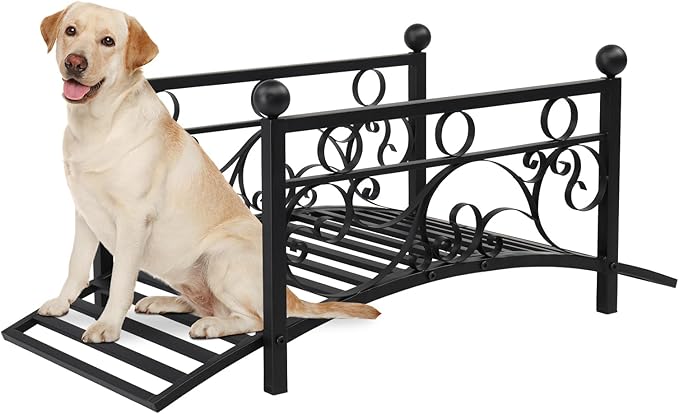 VINGLI 3.4ft Metal Garden Bridge, 330lbs Capacity Garden Bridges for Outdoors with Anti-Rust Coated Finish, Easy Assembly, Outdoor Decor Bridge for Garden Landscape, Backyard, Stream, Pond