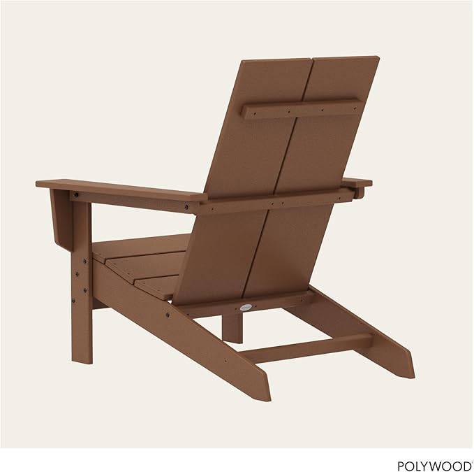 POLYWOOD Contemporary Modern Oversized Adirondack Chair in Teak
