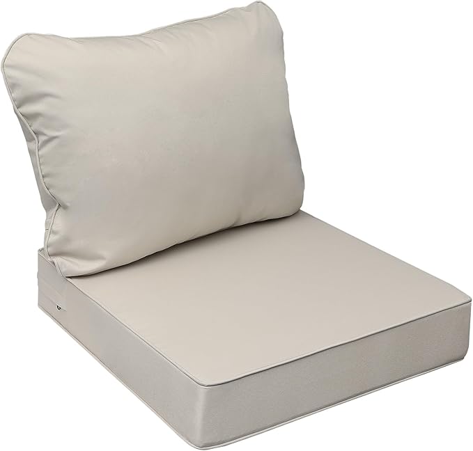 AAAAAcessories Outdoor Seat Cushions for Chairs, Fade-Resistant, Waterproof Patio Furniture Replacement Cushions, 23.5" x 25.5" x 5" + 23.5" x 19", Beige
