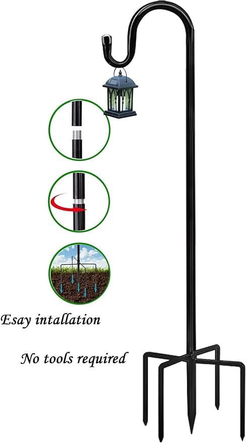 Bird Feeders Pole,Shepherds Hooks for Outdoor 2 Pack 48 Inch Bird Feeders for Outdoors with 5 Prongs Base Hanging Planters for Outdoor