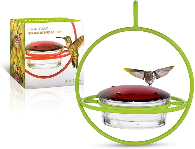 Hummingbird Feeder for Outdoors Hanging, 3.4 OZ Hummingbird Feeders, Glass Bowl with 4 Feeding Ports, Leak Proof Lid & Circular Perch, Bird Feeder (3, Lime)