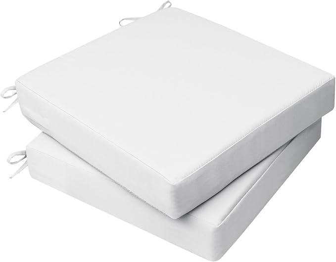 AAAAAcessories Outdoor Seat Cushions for Chairs, Waterproof, Fade-Resistant, 20" x 18" x 3", Patio Furniture Replacement Cushions, Set of 2, Creamy White