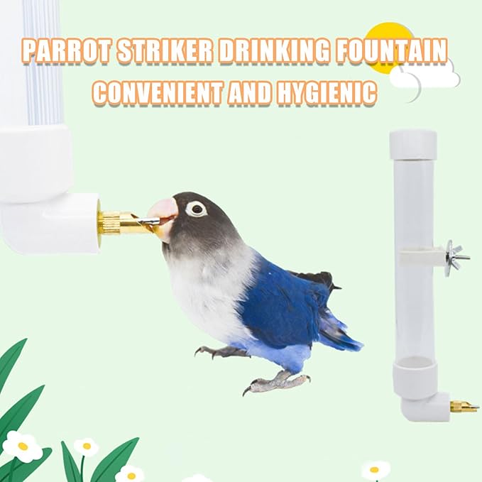 Automatic Parrot Water Dispenser - 130ML Bird Water Bottle with Cleaning Brush, Cage Accessories Drinker Bowl Fountain for Parakeet, Cockatiel, Lovebirds