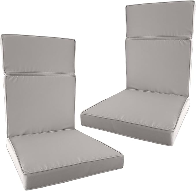 2 Pieces High Back Patio Chair Cushions, Fade Resistant Outdoor Rocking Chair Cushions, Office Chair Back Support Cushion (Off-White, Seat (21''x21''x3'')+Backrest (21''x28''x3''))