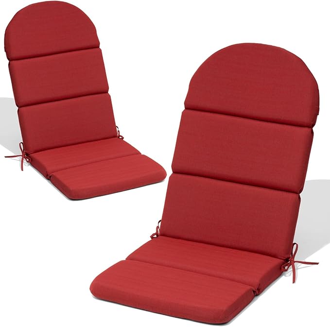 Crestlive 50x19.6 Inch Adirondack Chair Cushion Set of 2, Water Repellent, Fade Resistant, High Back Outdoor Rocking Chair Cushion for Patio, Chili