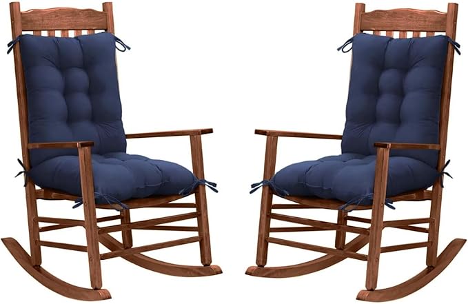2 Pack Patio Rocking Chair Cushions Rocker Replacement Cushion Set Thick Chair Seat Pads for Patio Porch Garden Navy Blue