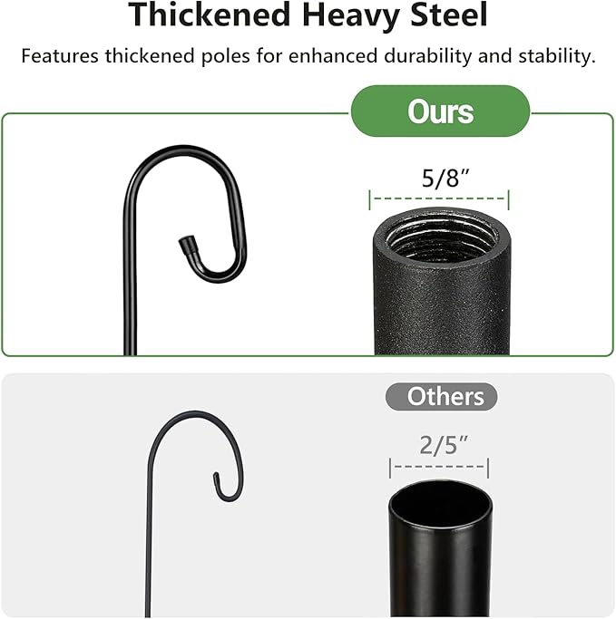 Shepherds Hooks for Outdoor Heavy Duty, 92 Inch Adjustable Bird Feeder Pole with 5 Prong Base, Hummingbird Feeder Stand and Plant Hanger for Garden, Lanterns & Wind Chimes