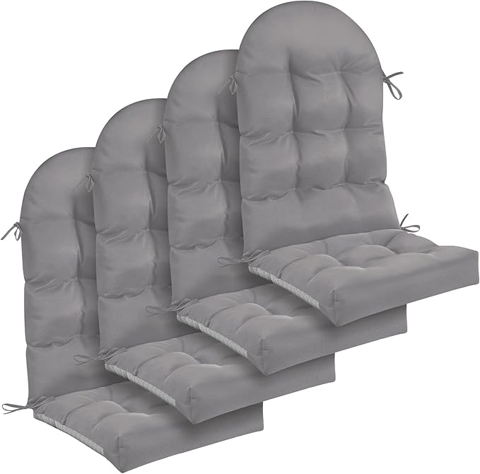 Geelin 4 Pcs Adirondack Chair Cushion High Back Patio Rocking Chair Cushion 44 x 19 x 4 Inch Tufted Weather Resistant Fade Resistant Seat for Patio Rocking Seat (Light Gray)