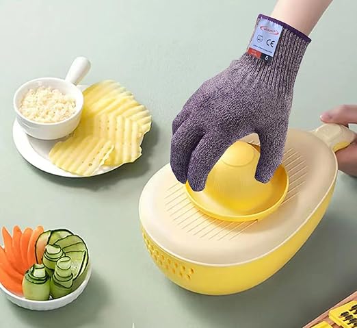 Cutting Gloves, 1 Pairs of Cut Resistant Gloves Food Grade, Cut Resistant Gloves for Kitchen, Oyster Shucking, Fish Fillet Processing, Carving Wood and Gardening(Medium-Violet)