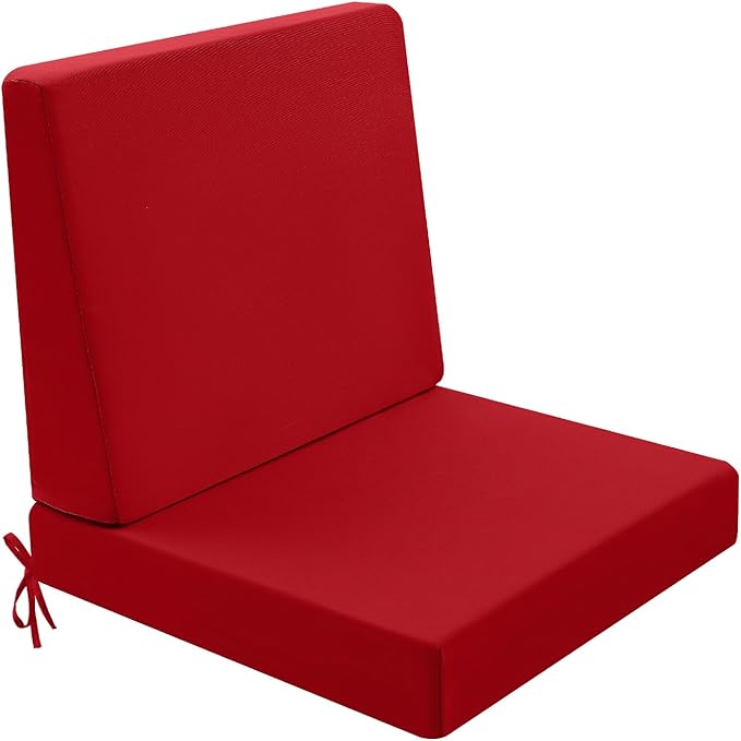 Outdoor Cushions for Patio Furniture, Outdoor Seat and Back Cushion, Waterproof Hampton Bay Deep Seat Replacement Couch Cushions for Garden Lawn, 24x24 Red