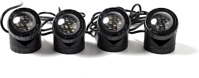 Jebao Underwater Fountain Pond Submersible LED Light with Photocell Sensor, Set of 4