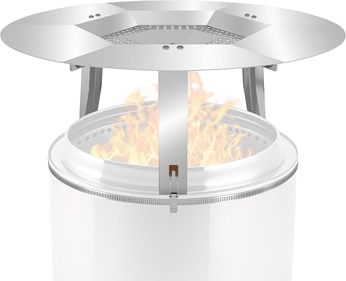 Heat Deflector Fit for Solo Stove Bonfire 19.5", 304 Stainless Steel Heat Diffuser for Bonfire Fire Pit with Grill Gloves & Fix Hoop, Capture and Redirect Warmth, Camping Accessory