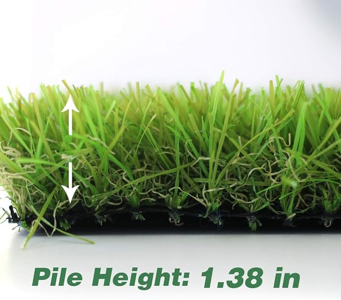 Artificial Grass Turf 9FTX52FT,1,38inch 4 Tone Realistic Synthetic Thick Fake Faux Grass Rug Astroturf Carpet Landscape for Dogs Indoor Outdoor Garden Lawn Mat, with Drainage Holes