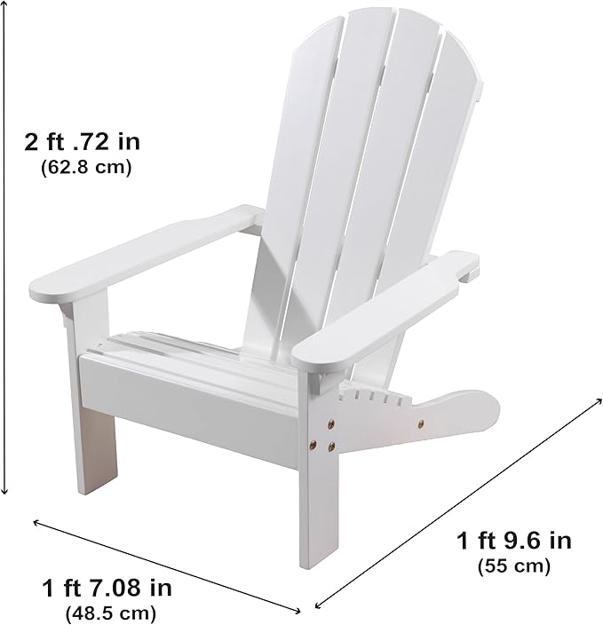 KidKraft Wooden Adirondack Children's Outdoor Chair, Kid's Patio Furniture, White, Gift for Ages 3-8