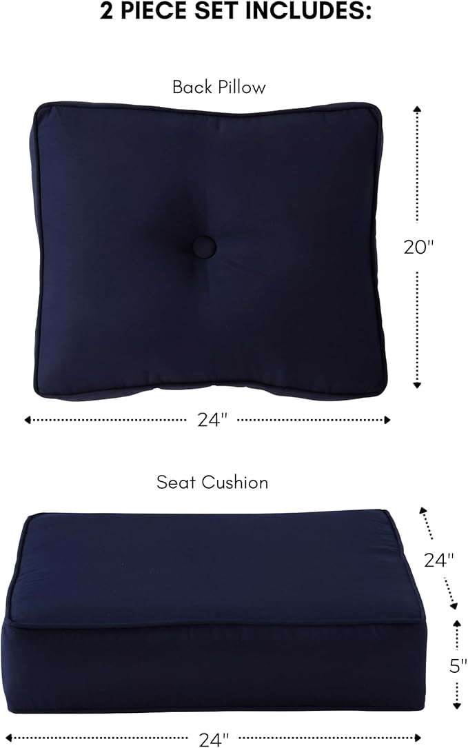 Greendale Home Fashions Outdoor 2-Piece Sunbrella Premium Deep Seat Cushion Set, Canvas Navy