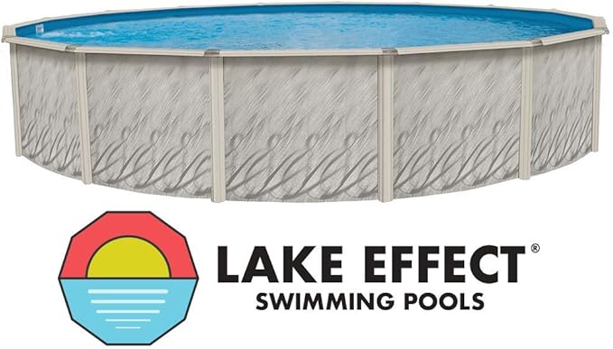 Lake Effect Pools 'Meadows Reprieve' 24' Round Above Ground Swimming Pool | 52" Inch Height | Resin Protected Steel Sided Walls | Includes a Bedrock Overlap Pool Liner and Widemouth Skimmer