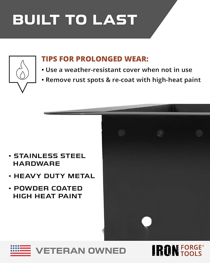 Heavy Duty Metal Smokeless Permanent Fire Pit Ring 36 inch Outer/30 inch Square Fire Pit Insert Liner for Outdoor, Firepits for Outside, Fire Pit Ring (36x30x10 Inch)