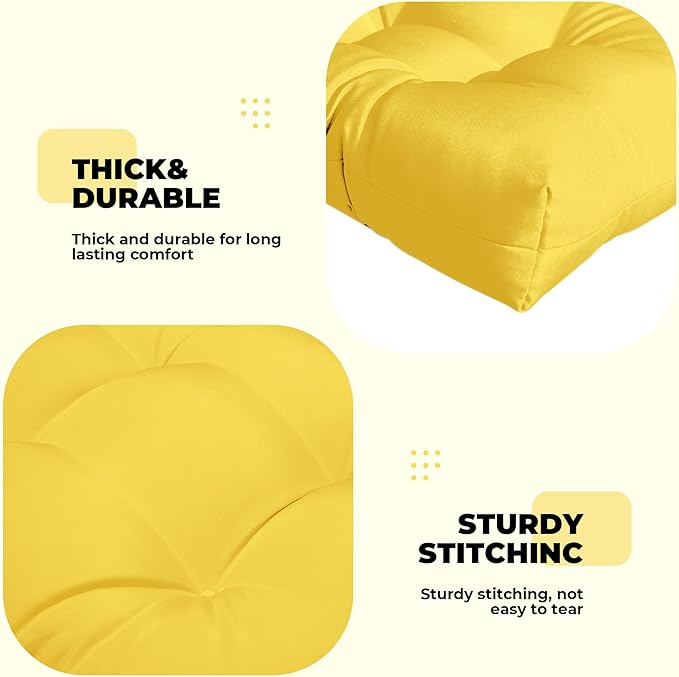 Wicker Chair Cushions, Waterproof Outdoor Loveseat Cushions for Patio Furniture, Tufted Wicker Furniture Cushions, 1 Loveseat and 2 U-Shaped Cushions, Yellow
