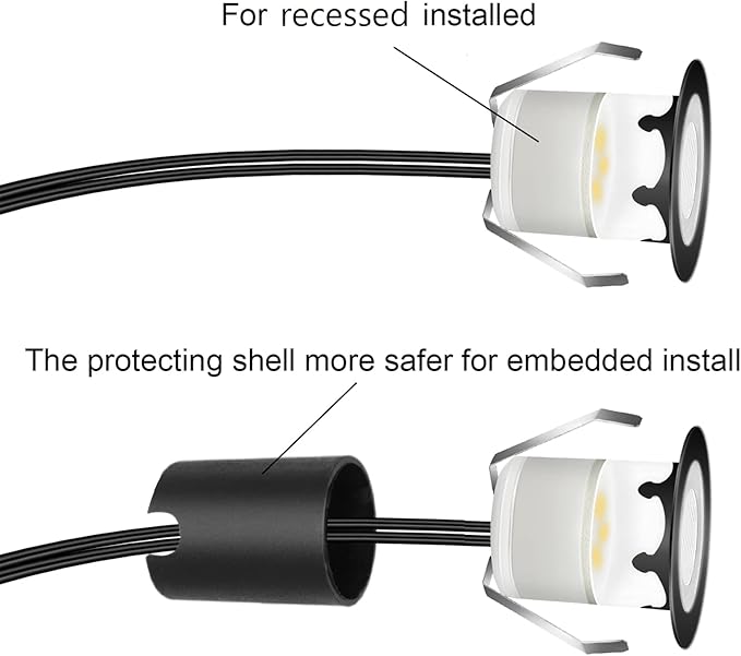Recessed LED Deck Lights Kits with Protecting Shell,10Pack Φ1.18 IP67 Waterproof 12V Low Voltage Embedded Step Stair Warm White Outdoor Landscape LED Lighting for Yard,Garden,Floor,Entryways