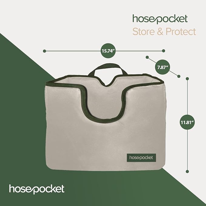 Expandable Garden Hose Holder by Hose Pocket – Store Your Expandable Garden Hose Neatly and Simply – Size Large Designed For 50-100 ft. Hose (Large)