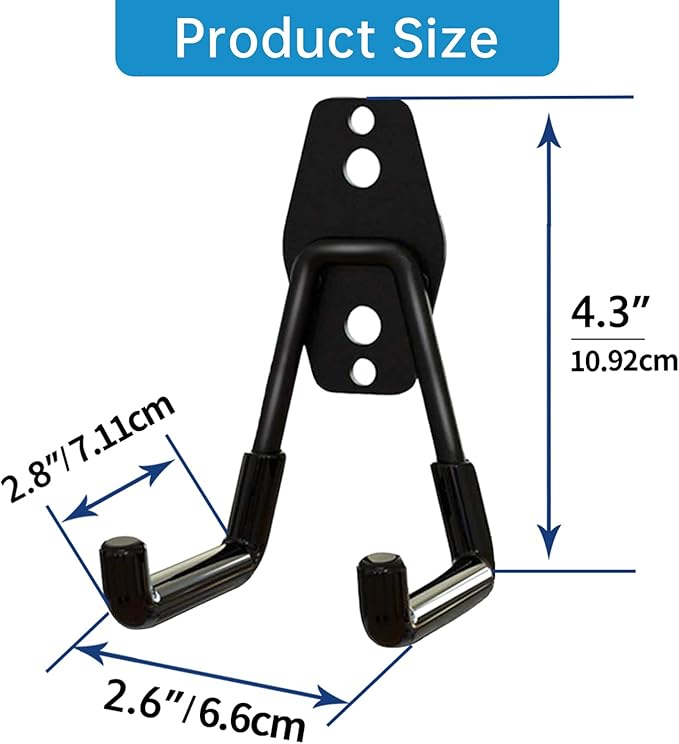 Garage Storage Utility Hooks，Garage Garden Tool Organizer，Steel Wall Mount Hooks, Garden Small U Hooks (6 Pack-Black)