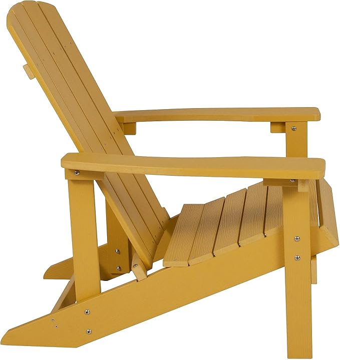 Flash Furniture Charlestown Poly Resin Adirondack Chair - Yellow - All Weather - Indoor/Outdoor - Set of 2