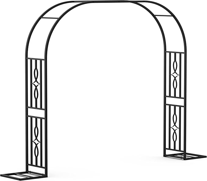 Metal Garden Arch, Heavy Duty Garden Trellis for Climbing Plants, with Enlarged Base for Stability, Ideal for Wedding Arches & Party Decorations, 87" W x 87" H