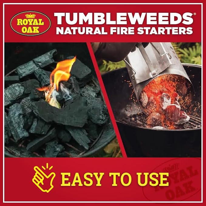 Royal Oak Tumbleweeds All Natural Fire Starter Charcoal Firestarter for Grilling, BBQ, Wood Stoves, Campfires, No Odor and Water Resistant, 40 Pack