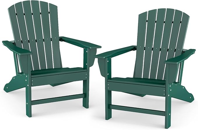 BRIOPAWS Adirondack-Chairs-Set of 2 | Fire Pit Chair | Oversized | HDPE Plastic | Weather Resistant | for Deck Outdoor Poolside Campfire | Forest