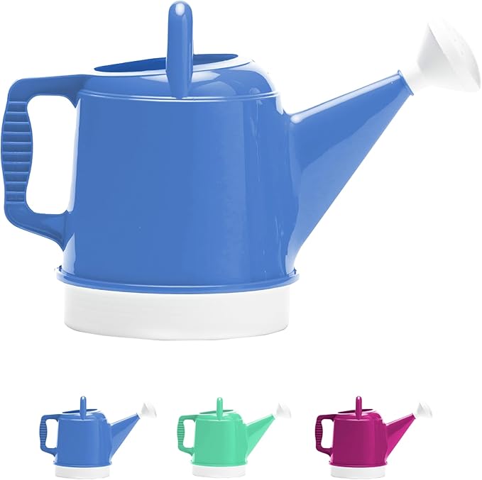 Bloem Deluxe 2 Gallon (256 Fl Oz) Peri-Blue Resin Watering Can for Indoor and Outdoor Use
