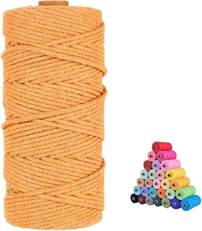 flipped 100% Natural Macrame Cotton Cord,3mm x109 Yards Twine String Cord Colored Cotton Rope Craft Cord for DIY Crafts Knitting Plant Hangers Christmas Wedding Décor (Coffee, 3mm*109yards)