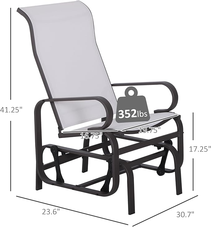 Outsunny Outdoor Glider Chair, Gliders for Outside Patio with Smooth Gliding Mechanism and Lightweight Construction for Backyard, Beige
