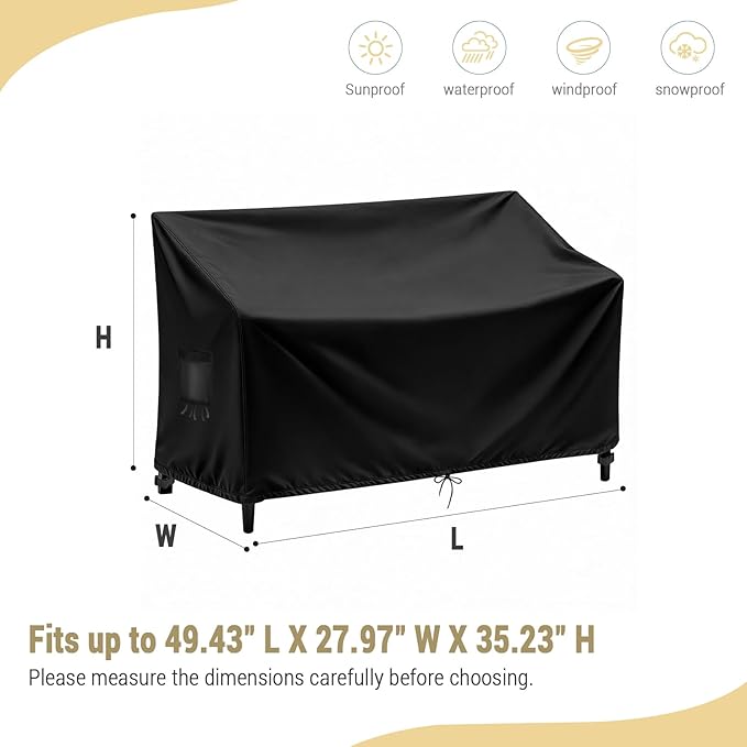 Outdoor Loveseat Cover, 2 Person Glider Covers for Outdoor Furniture,Patio Loveseat Cover- 49.43"L X 27.97"W X 35.23"H