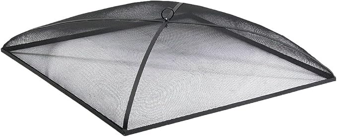 Sunnydaze Heavy-Duty Steel Mesh Fire Pit Spark Screen Cover - Outdoor Fire Pit Screen Cover - Square - Black - 36-Inch