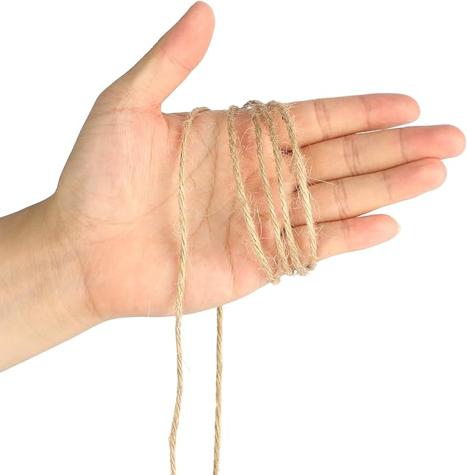 KINGLAKE 2mm Natural Jute Twine String 164 Feet Long Twine String for Crafts, Arts, Gift Wrapping, Packing, Gift Tags, Wedding, Home Decor