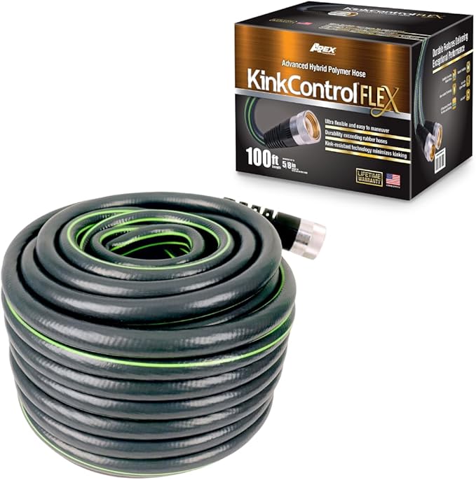 Kink Control Flex Advanced Hybrid Hose - 100 Ft Outdoor Hose, 40% Lighter, Ultra Flexible, Easy to Maneuver, Neverkink Technology, Durable Construction