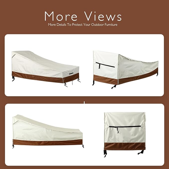 Waterproof Outdoor Lounge Chair Covers Patio Chaise Lounge Cover Heavy-Duty Pool Lounge Chair Covers for Outdoor Furniture (Beige-Brown, 80''x28''x30''-2pcs)